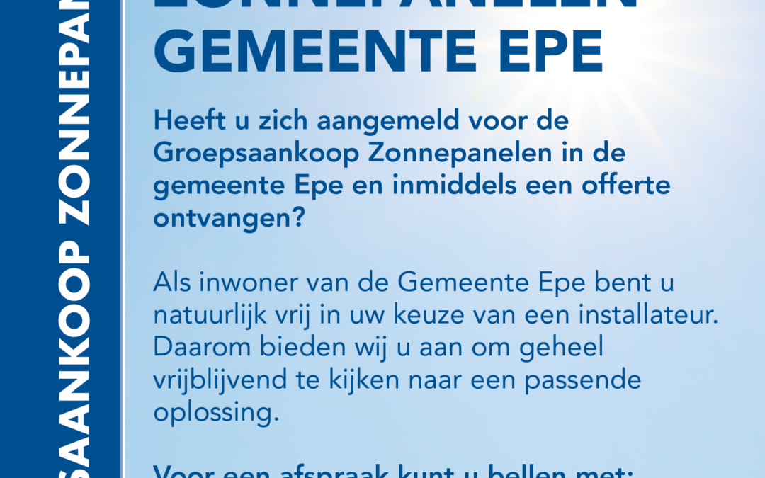 Groepsaankoop zonnepanelen Gemeente Epe